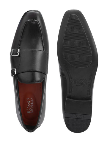 Black Double Monk Straps Shoes