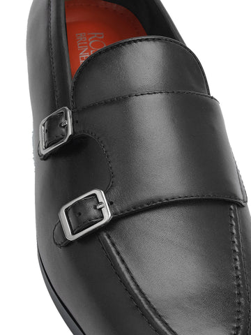 Black Double Monk Straps Shoes