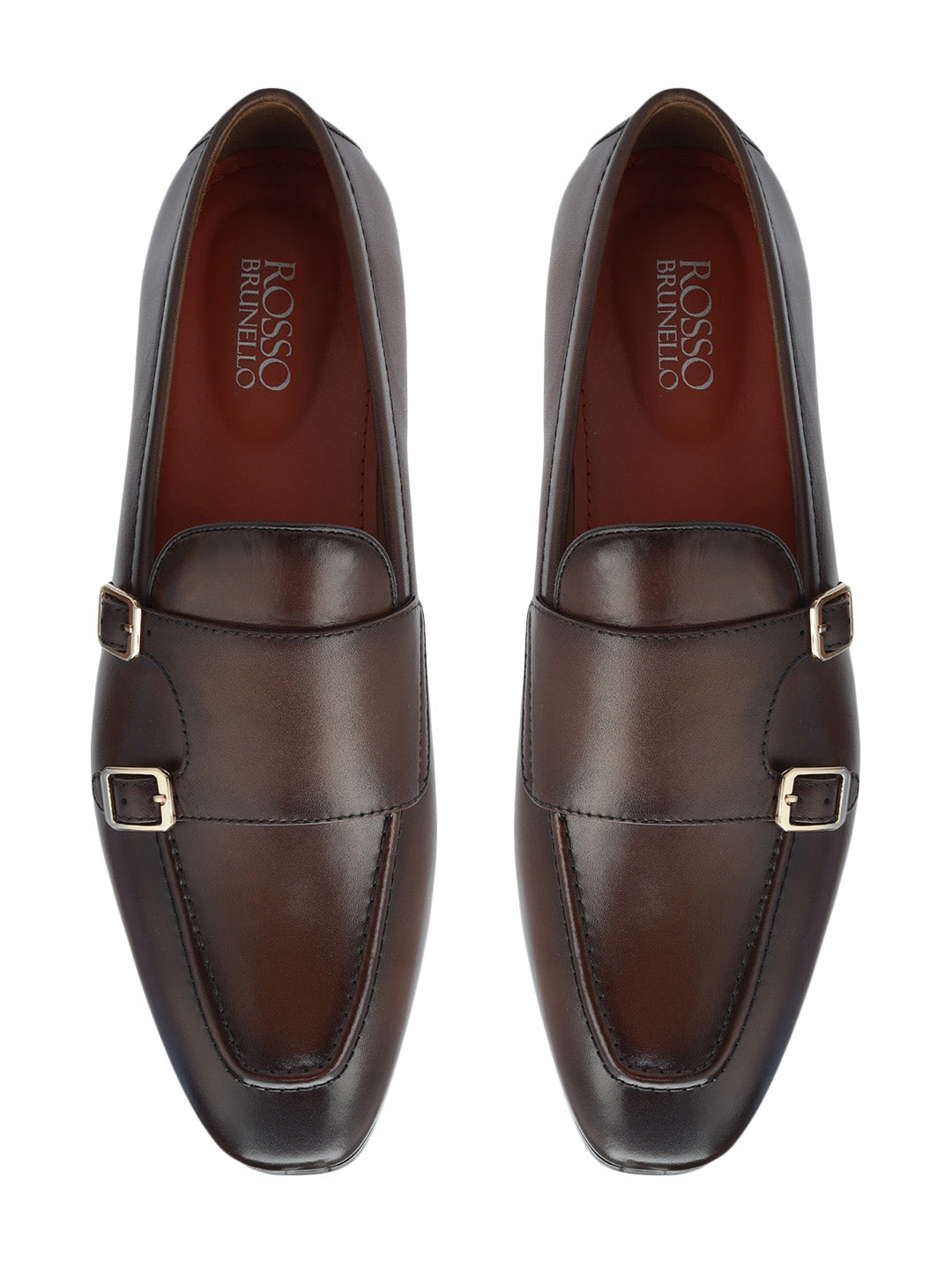 Brown Double Monk Straps Shoes