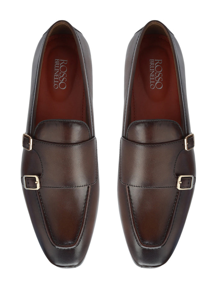 Brown Double Monk Straps Shoes