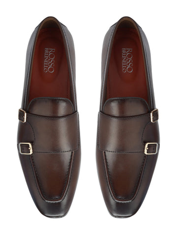 Brown Double Monk Straps Shoes