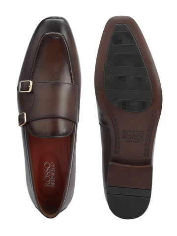 Brown Double Monk Straps Shoes