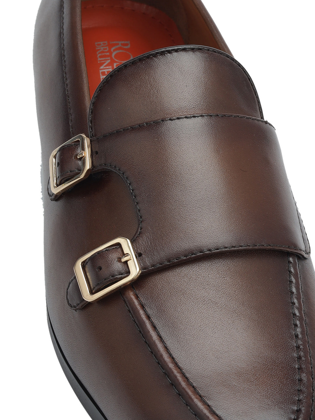 Brown Double Monk Straps Shoes