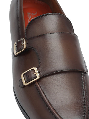 Brown Double Monk Straps Shoes