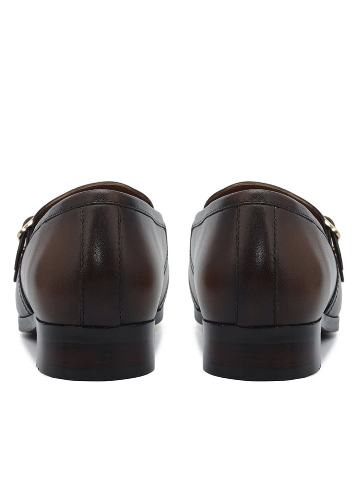 Brown Brogue Monk Straps Shoes