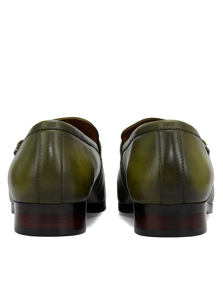 Green Brogue Monk Straps Shoes