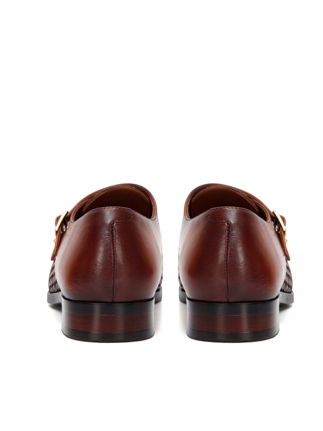 Tan Woven Textured Monk Straps