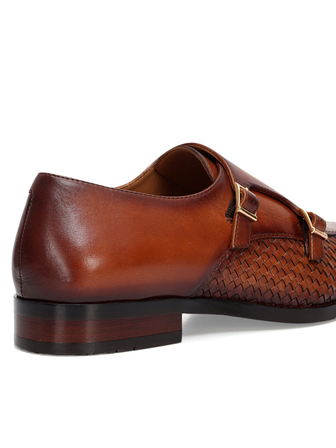 Tan Woven Textured Monk Straps