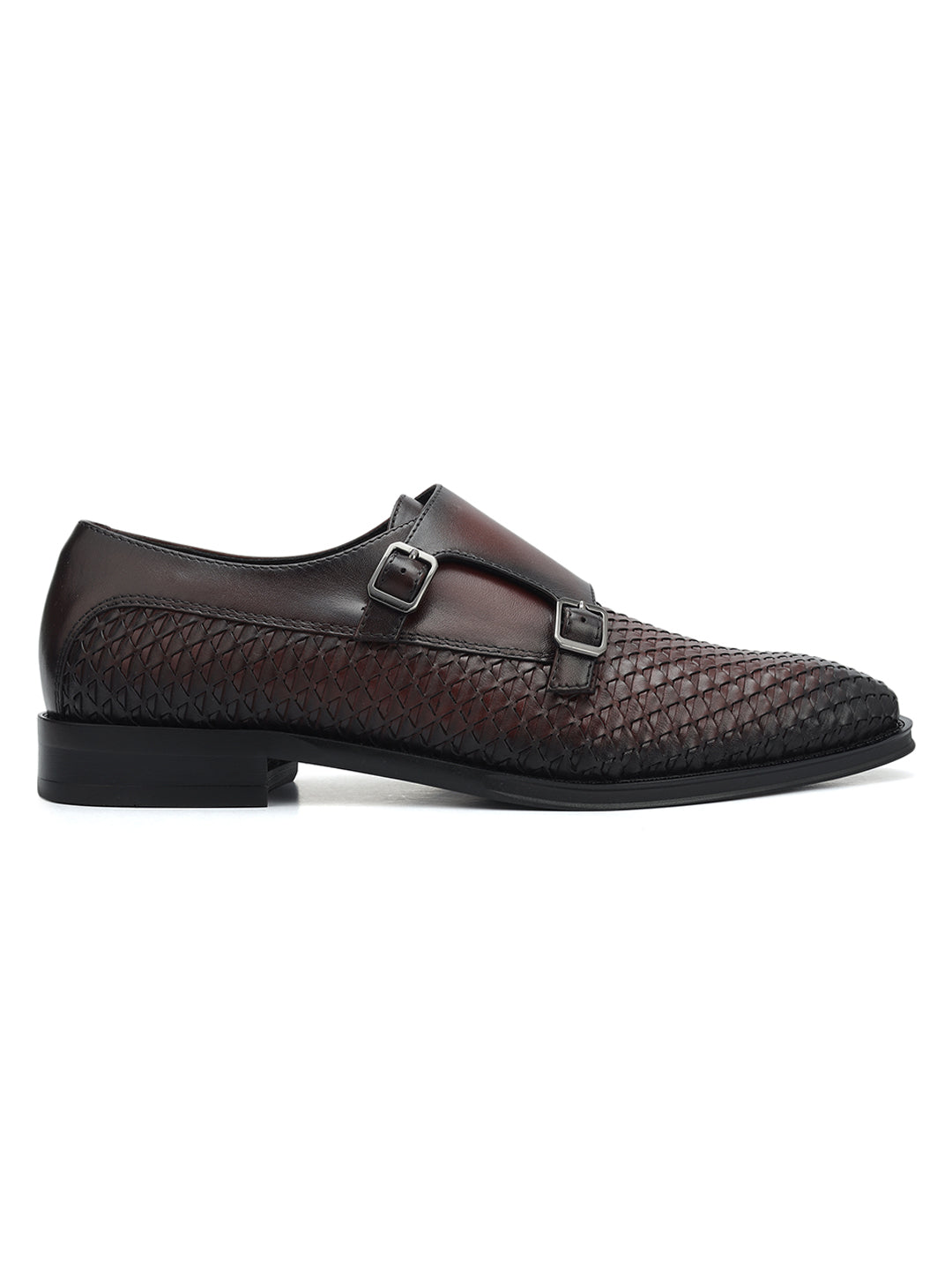 Burgundy Mat Leather Monk Straps
