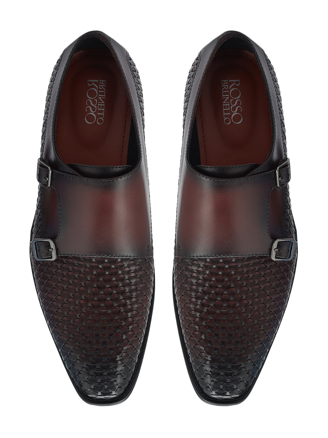 Burgundy Mat Leather Monk Straps