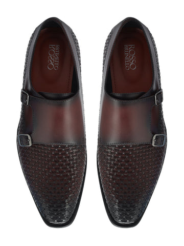 Burgundy Mat Leather Monk Straps