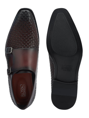 Burgundy Mat Leather Monk Straps
