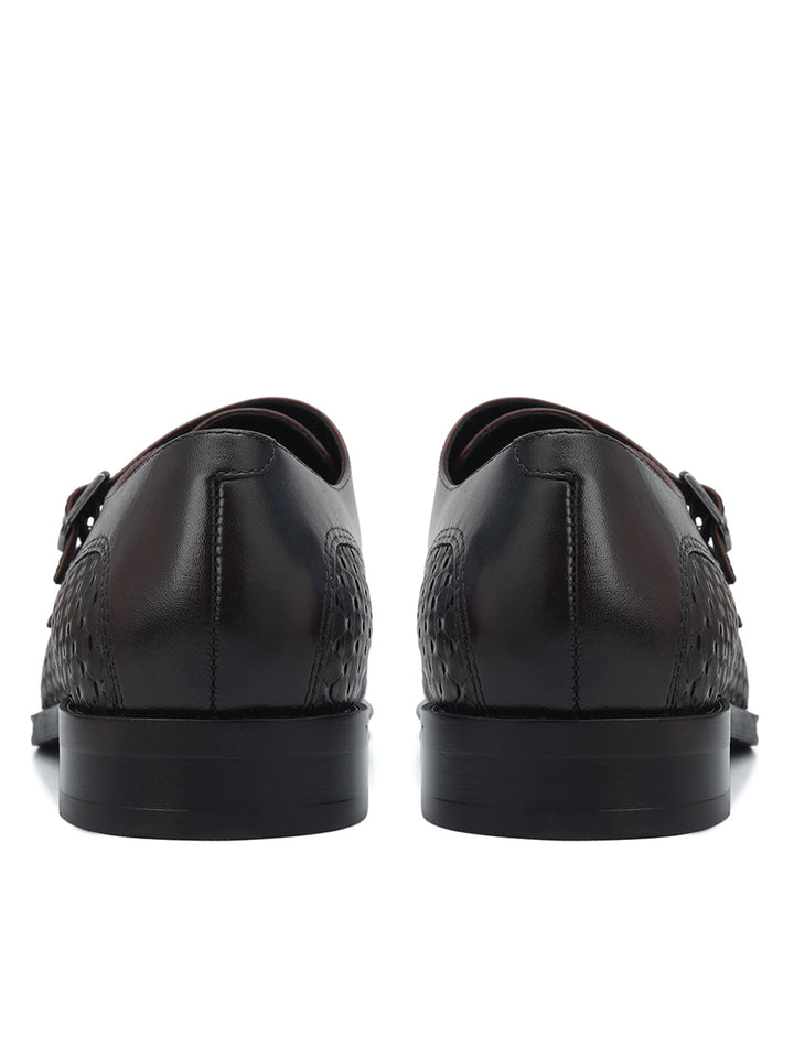 Burgundy Mat Leather Monk Straps