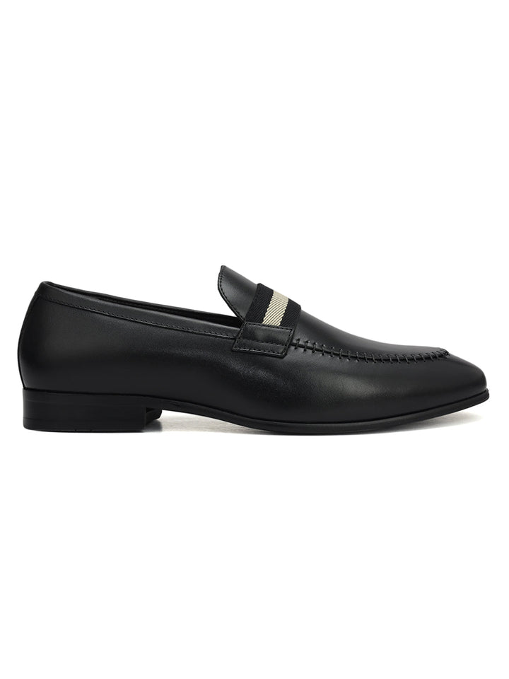 Black Loafers With Contrast Panel