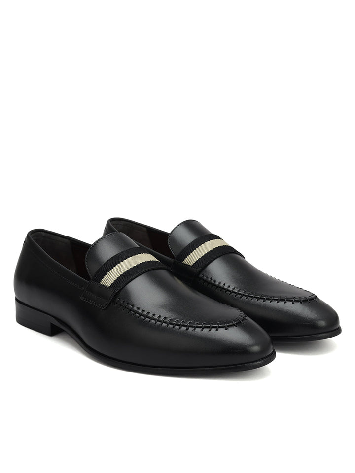 Black Loafers With Contrast Panel