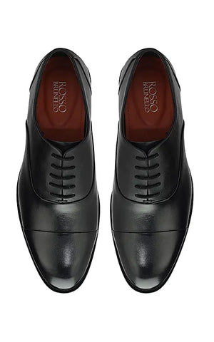 Black Plain Leather Lace Ups