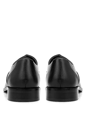 Black Plain Leather Lace Ups
