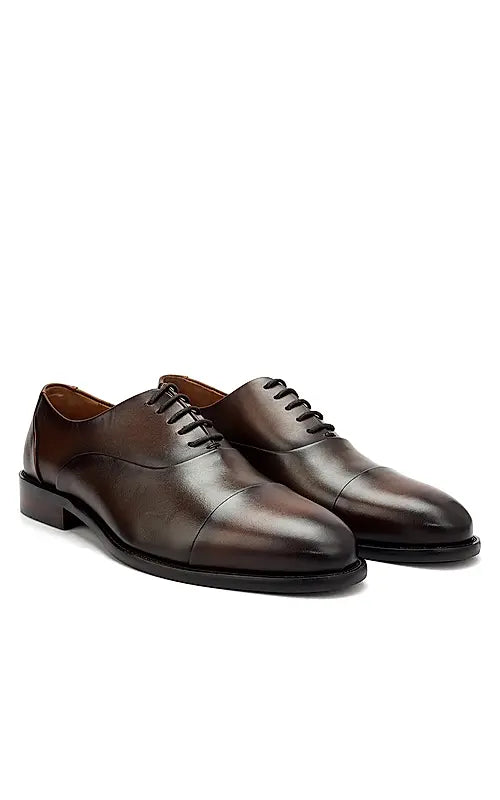 Brown Plain Leather Lace Ups