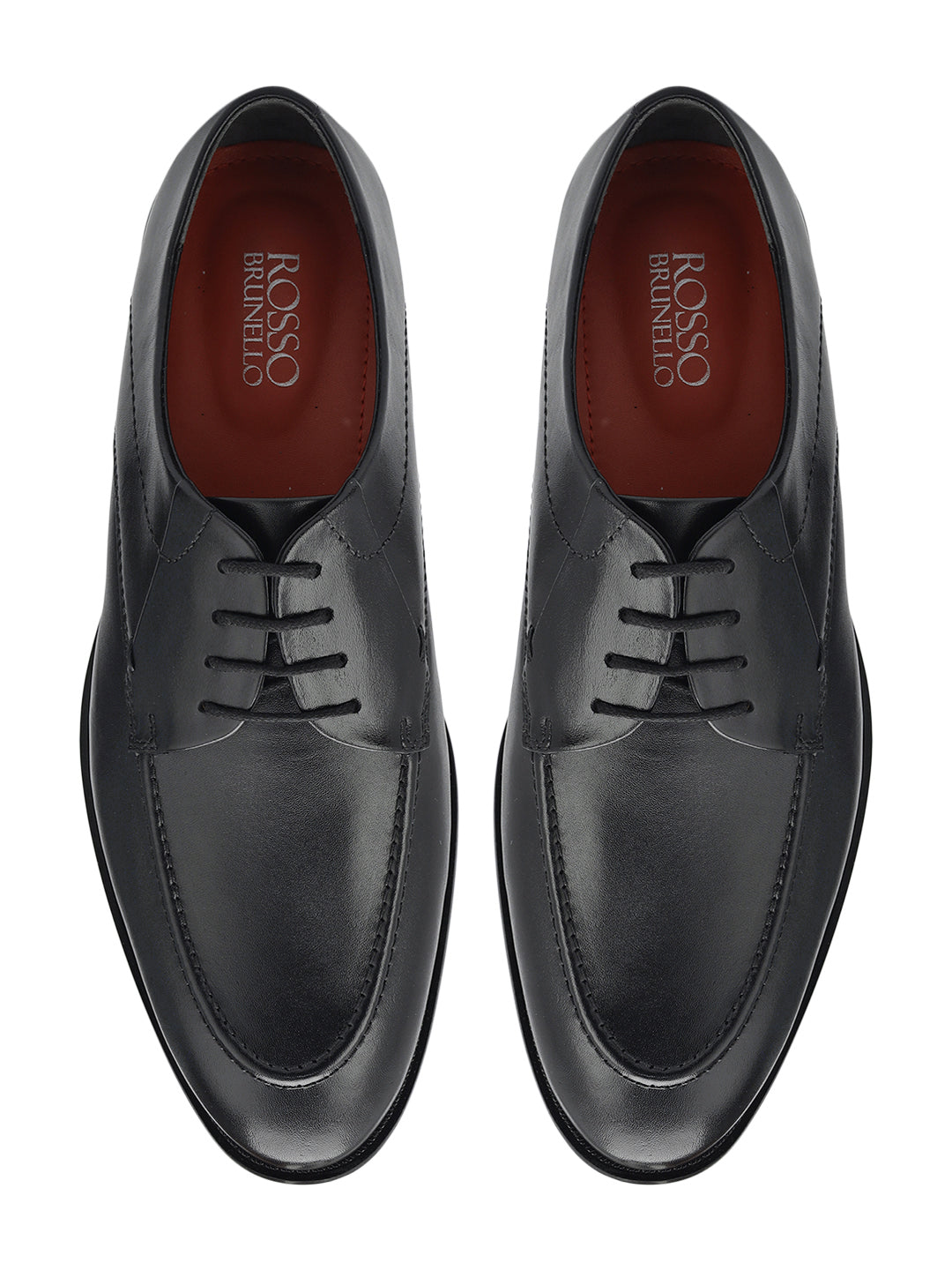 Black Plain Leather Lace Ups