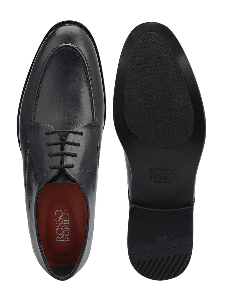 Black Plain Leather Lace Ups