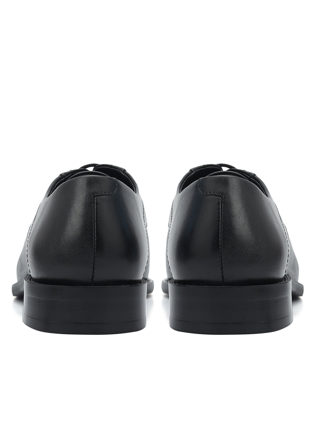 Black Plain Leather Lace Ups
