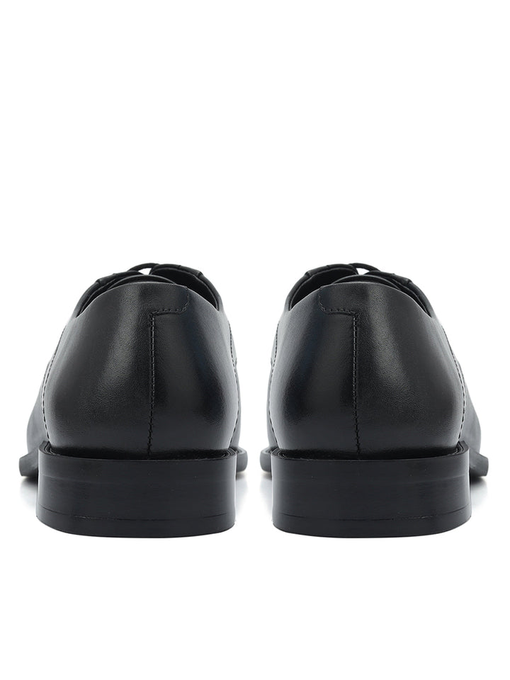 Black Plain Leather Lace Ups