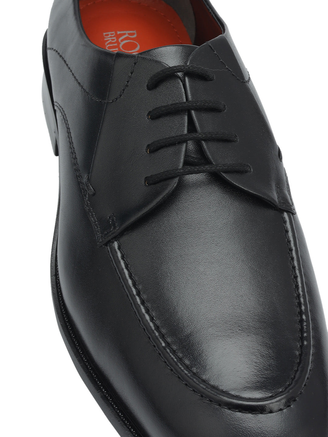 Black Plain Leather Lace Ups