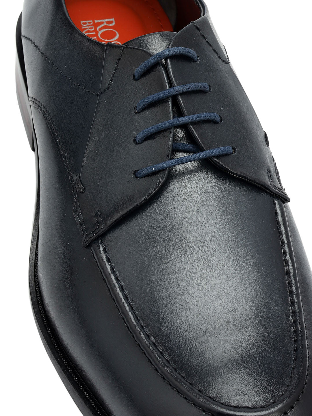 Blue Plain Leather Lace Ups