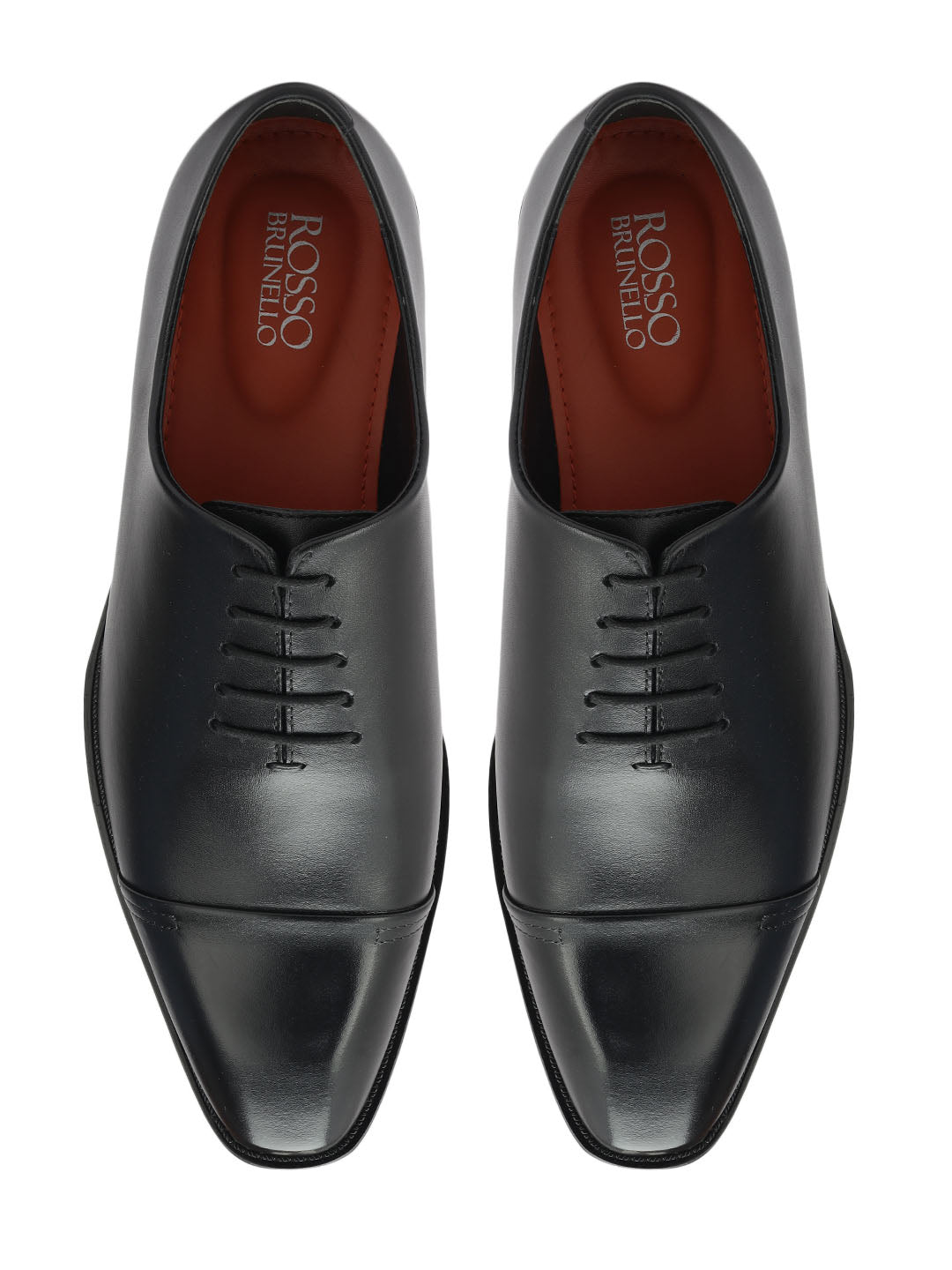 Black Plain Leather Lace Ups