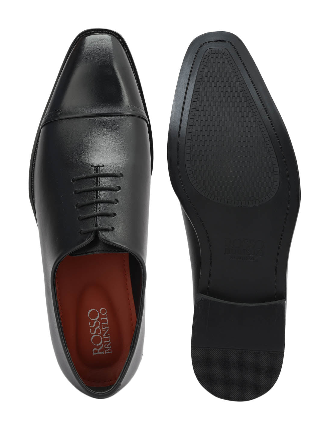 Black Plain Leather Lace Ups