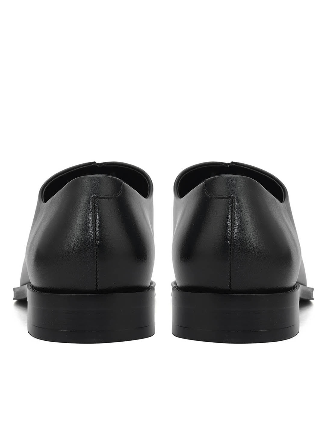 Black Plain Leather Lace Ups