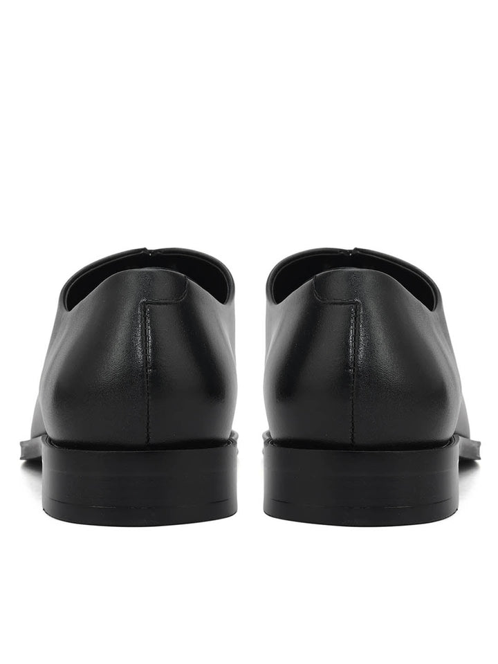 Black Plain Leather Lace Ups