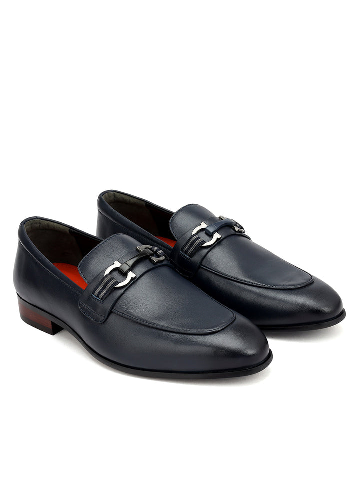 Blue Loafers With Buckle