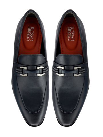 Blue Loafers With Buckle