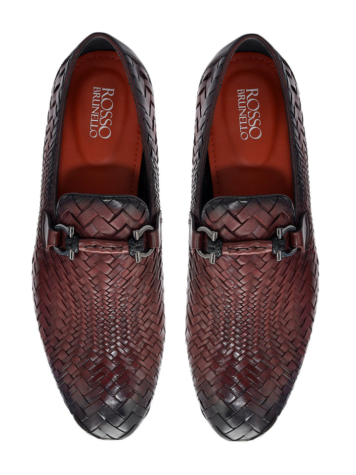 Burgundy Mat Textured Loafers