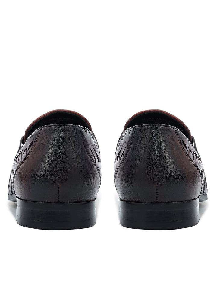 Burgundy Mat Textured Loafers