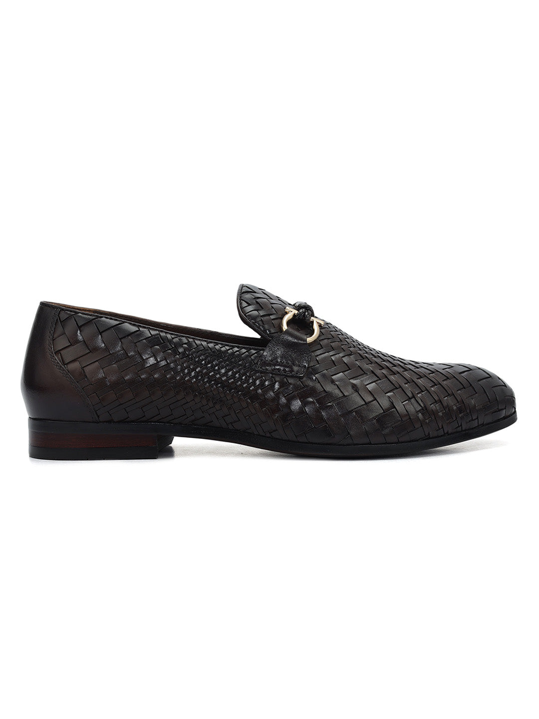 Brown Mat Textured Loafers