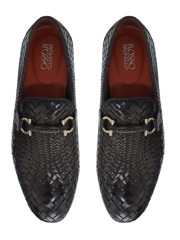 Brown Mat Textured Loafers