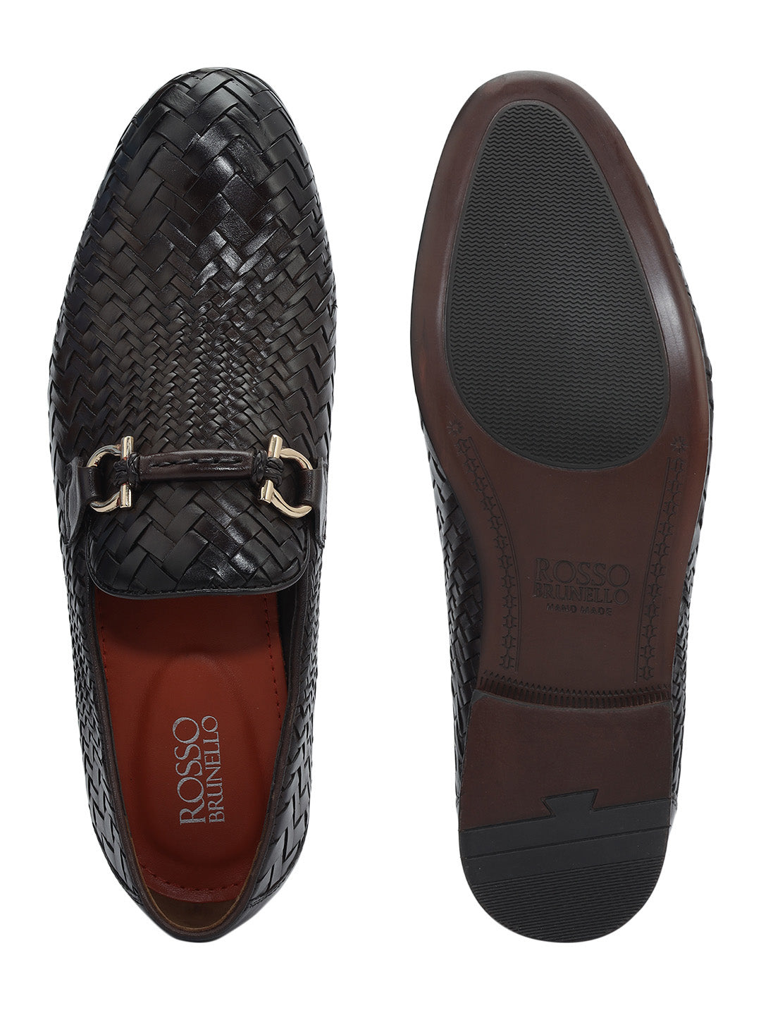 Brown Mat Textured Loafers