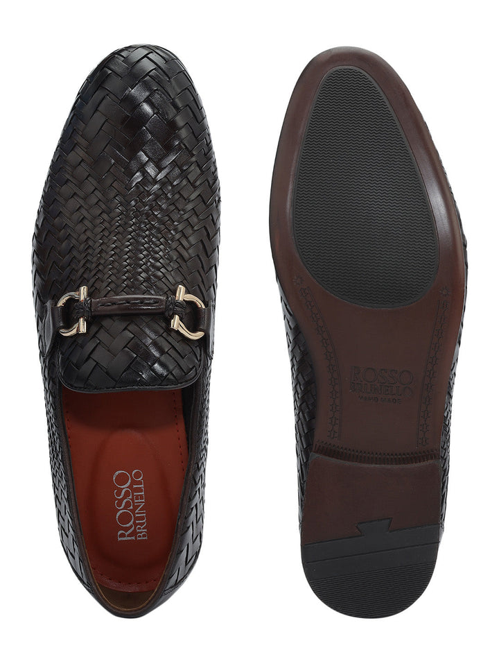 Brown Mat Textured Loafers