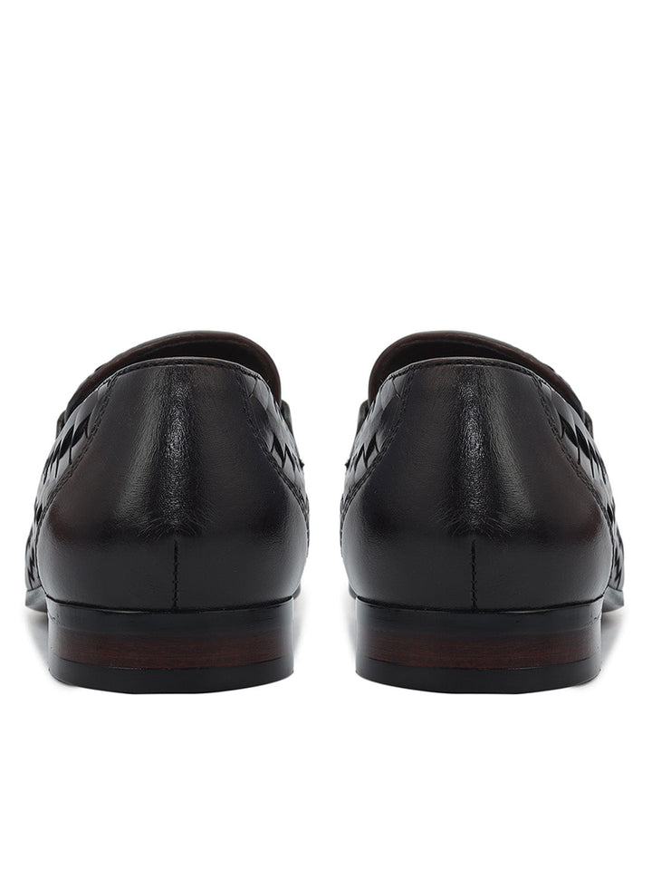 Brown Mat Textured Loafers