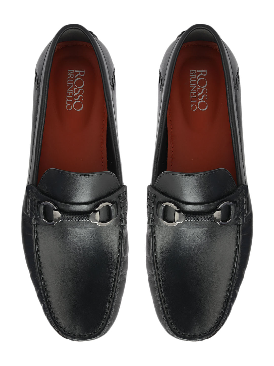 Black Leather Moccasins With Buckle