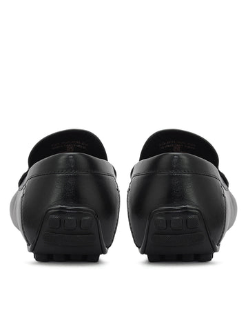 Black Leather Moccasins With Buckle