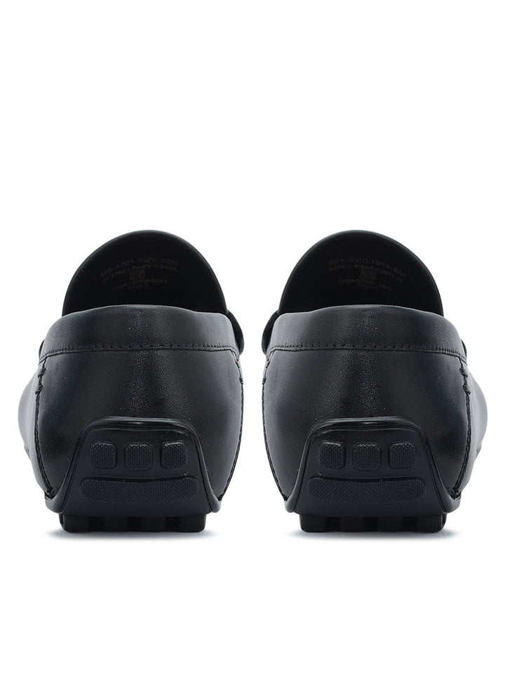 Blue Leather Moccasins With Buckle