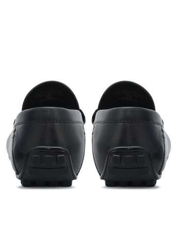 Blue Leather Moccasins With Buckle