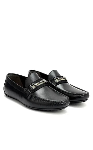 Black Moccasins With Metal Clip