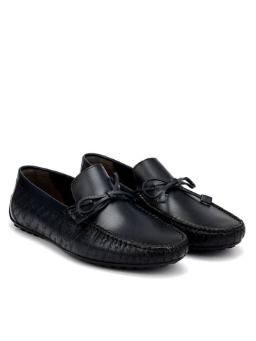 Blue Moccasins With Bow Detail