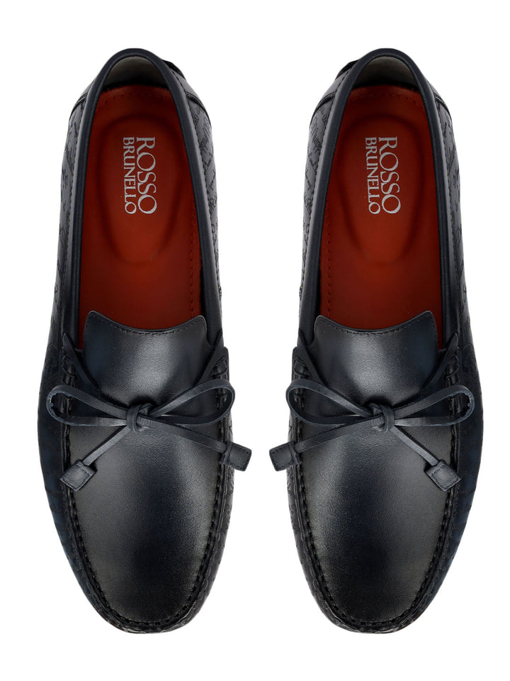 Blue Moccasins With Bow Detail