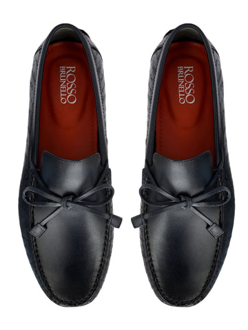 Blue Moccasins With Bow Detail