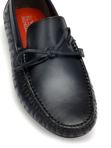 Blue Moccasins With Bow Detail